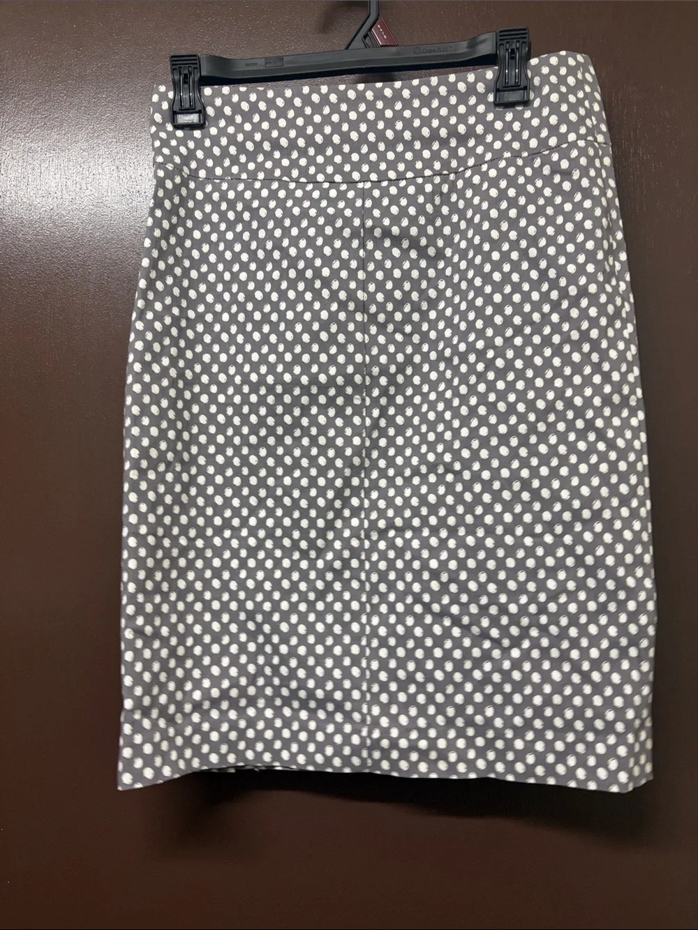 Margaret M Gray Pencil Skirt with White Polka Dots